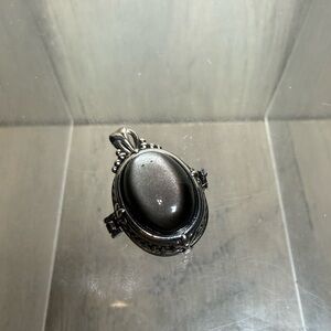 Silver Sheen Obsidian Crystal Stone “Poison” Medicine Necklace Pendant